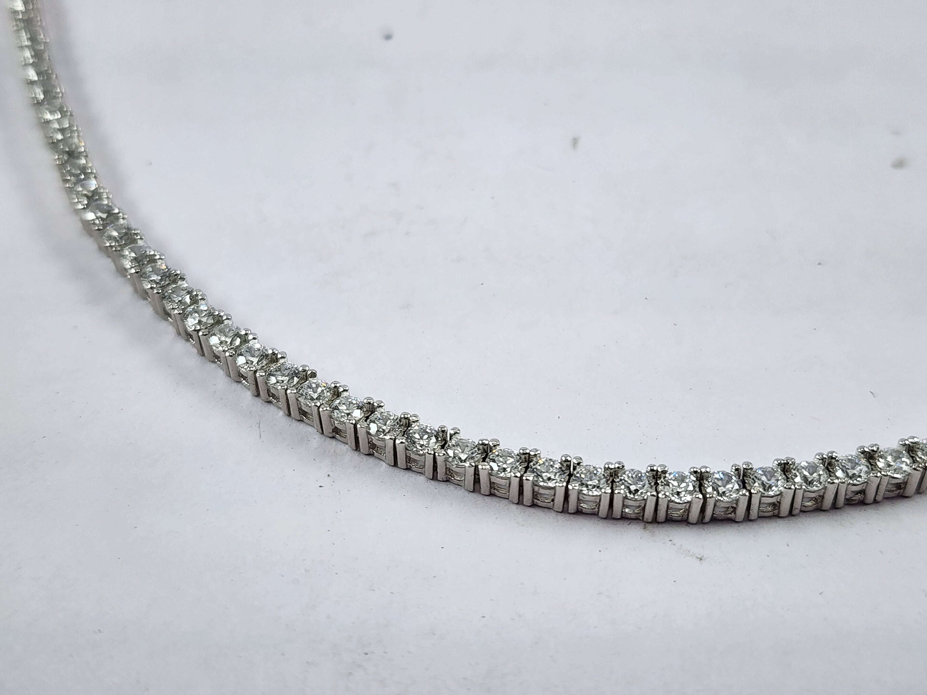 Round Solitaire Cubic Zirconia Diamonds Tennis Necklace for Women