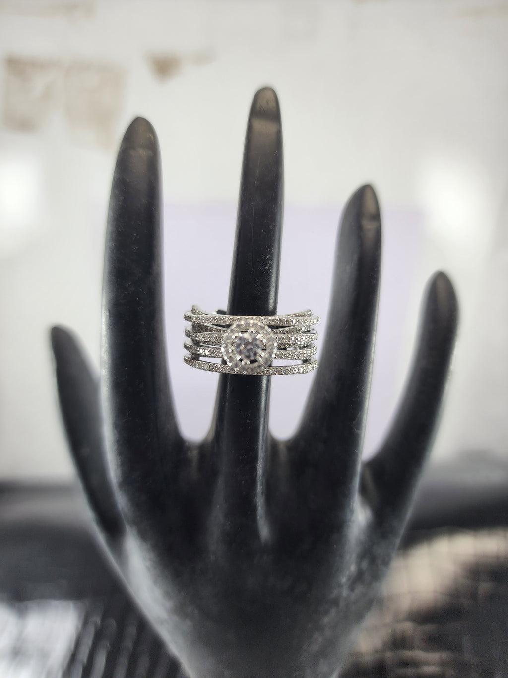 Flawless Silver Solitaire plus Bridal Adjustable Ring