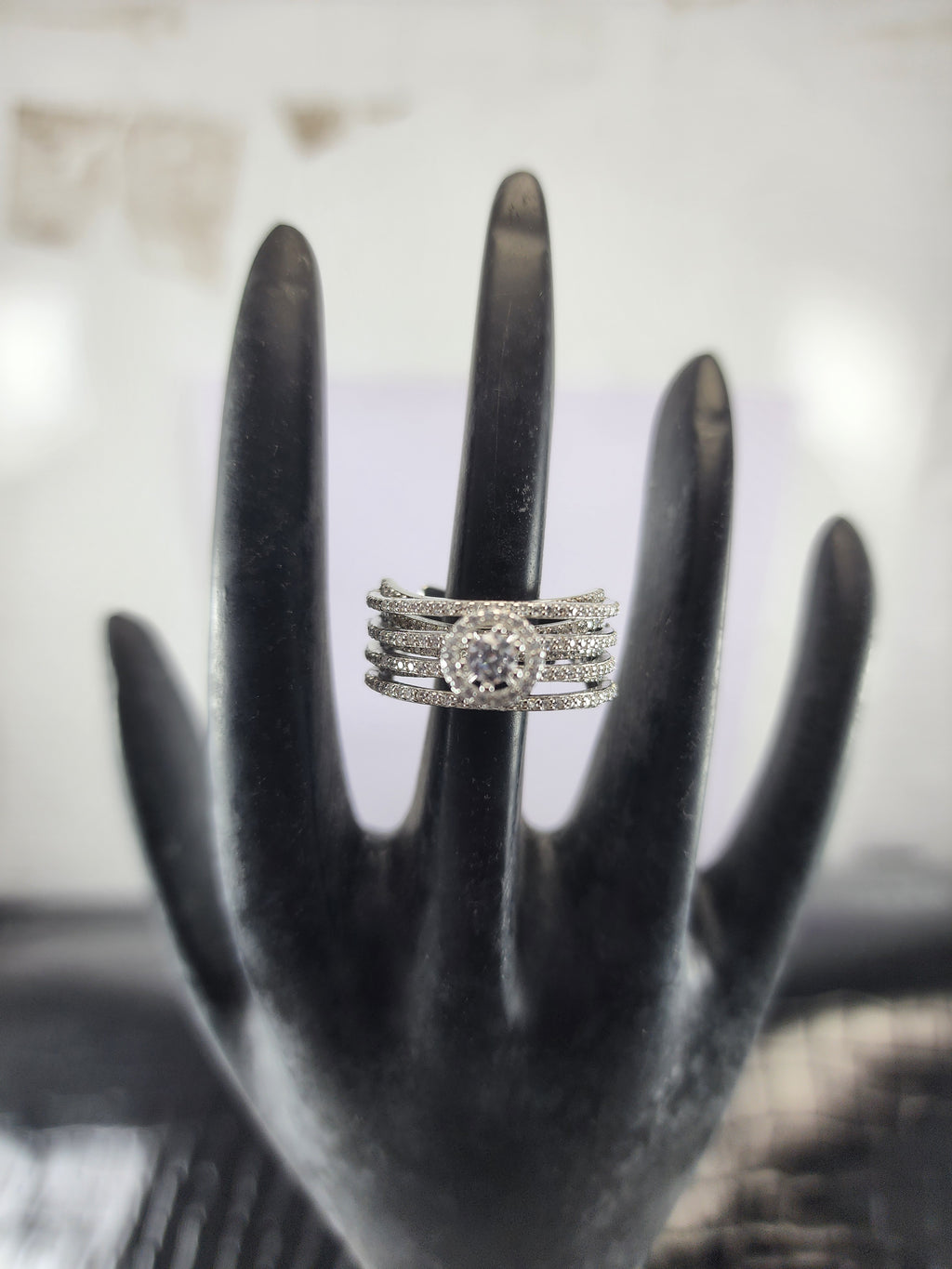 Flawless Silver Solitaire plus Bridal Adjustable Ring