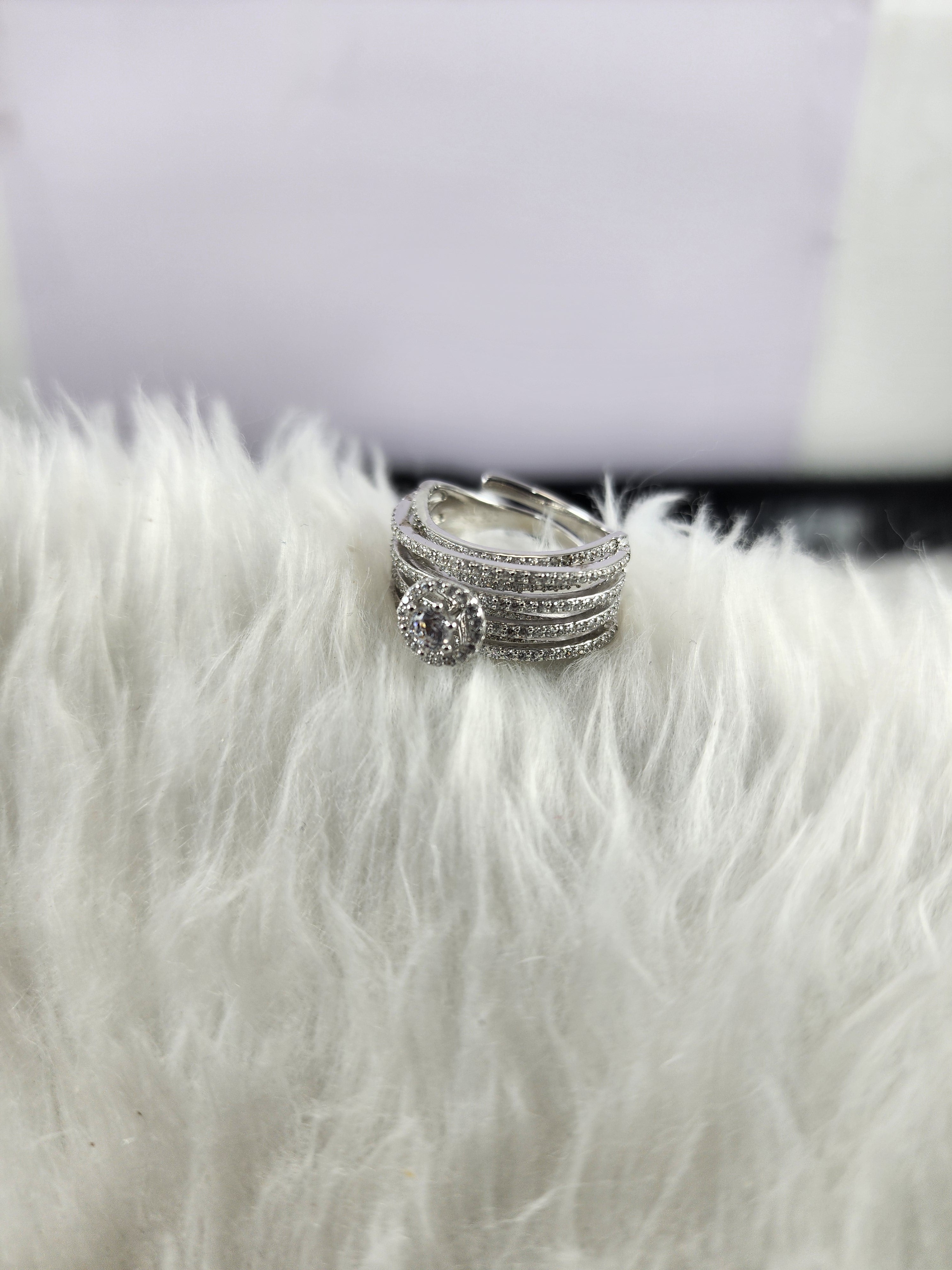 Flawless Silver Solitaire plus Bridal Adjustable Ring