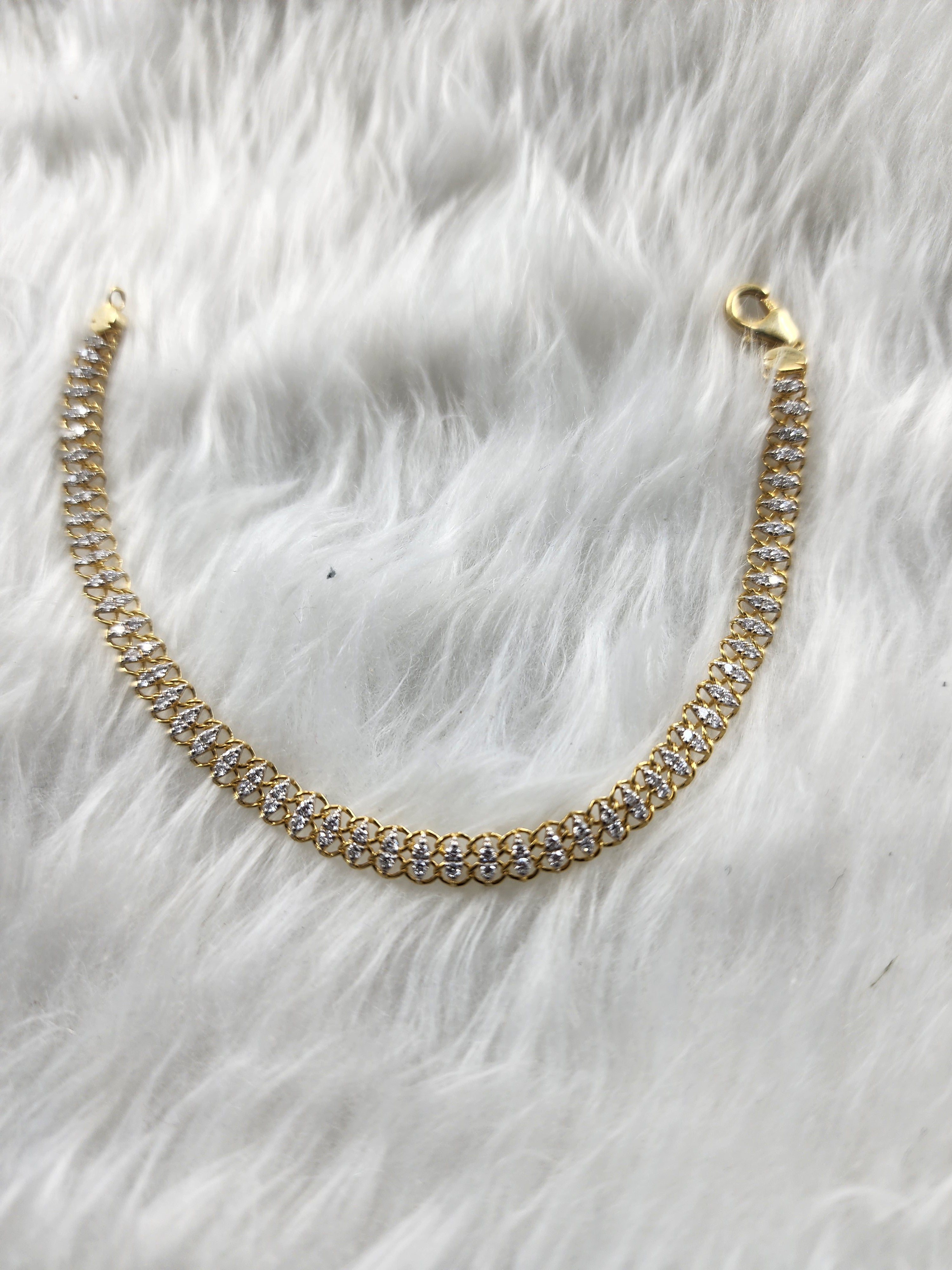 Silver Twin Lab Created Diamonds Bracelet Yellow Gold Plated for Women