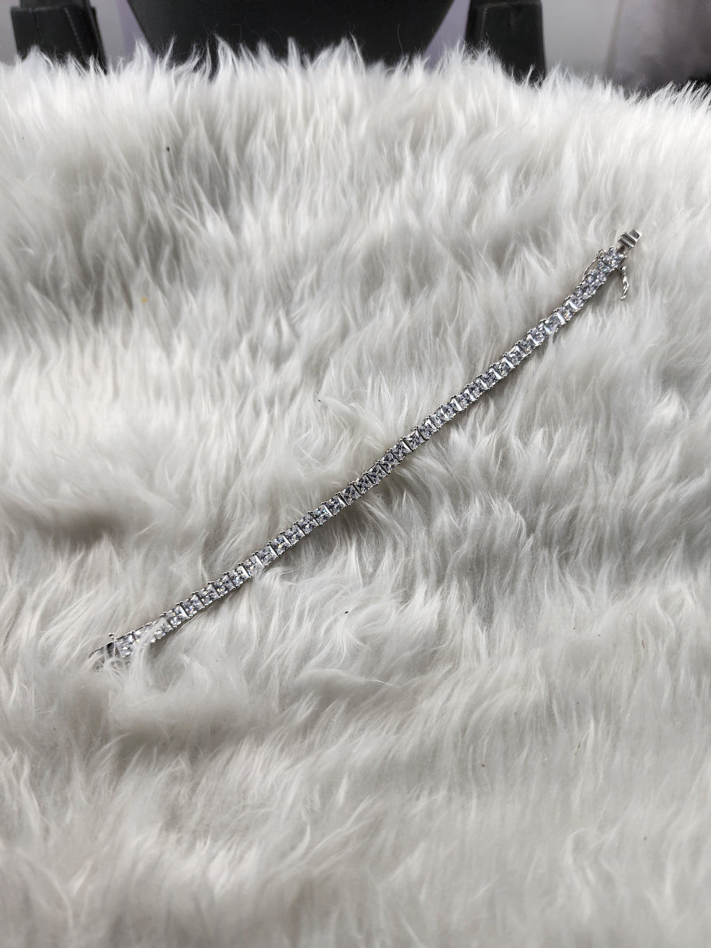 Silver Princess Cut Cubic Zirconia Diamonds Tennis Bracelet for Women