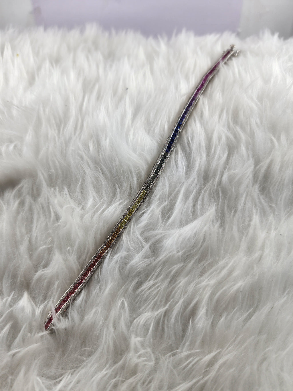 Silver Princess Cut Rainbow Diamonds Bracelet for Women