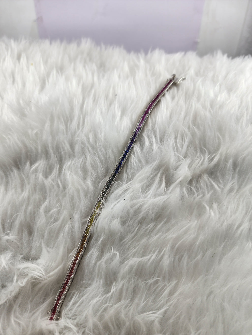 Silver Princess Cut Rainbow Diamonds Bracelet for Women