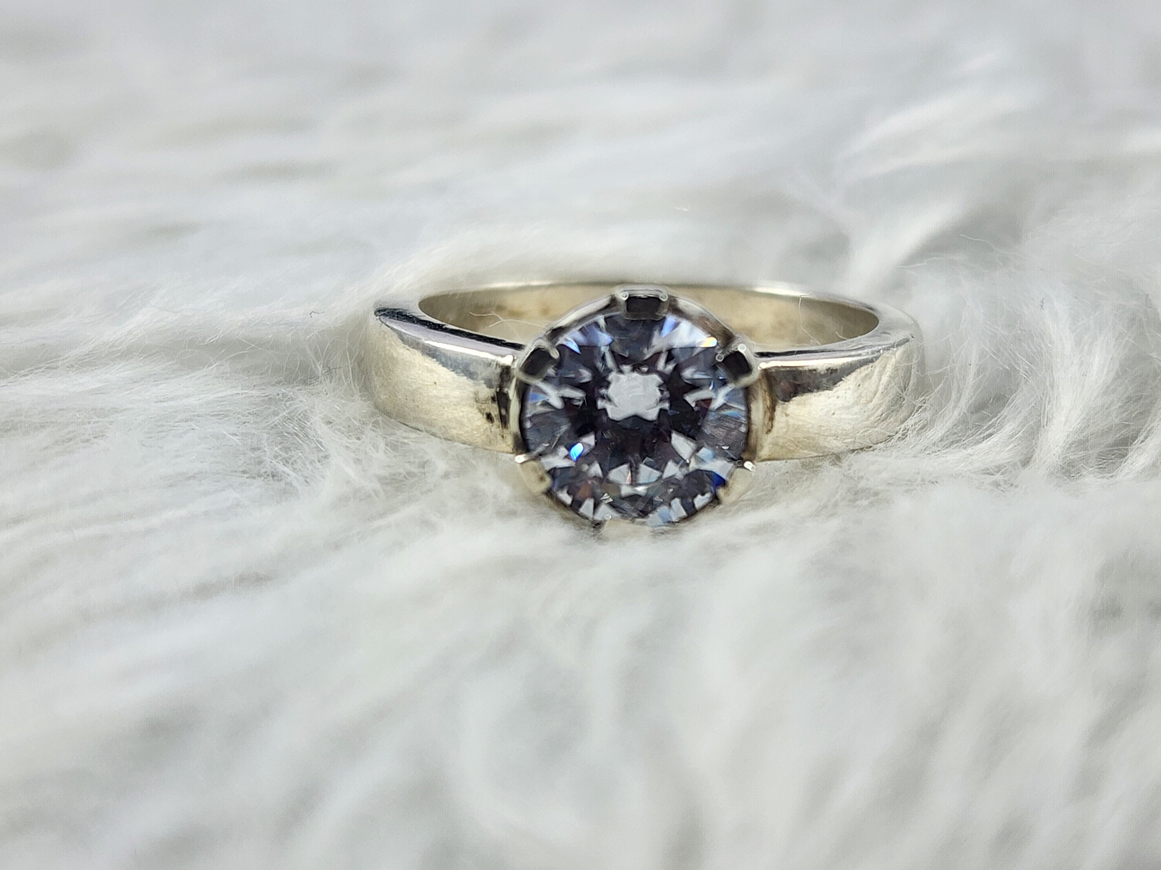 Silver Round Brilliant Solitaire CZ Bridal Ring for Women Size 6