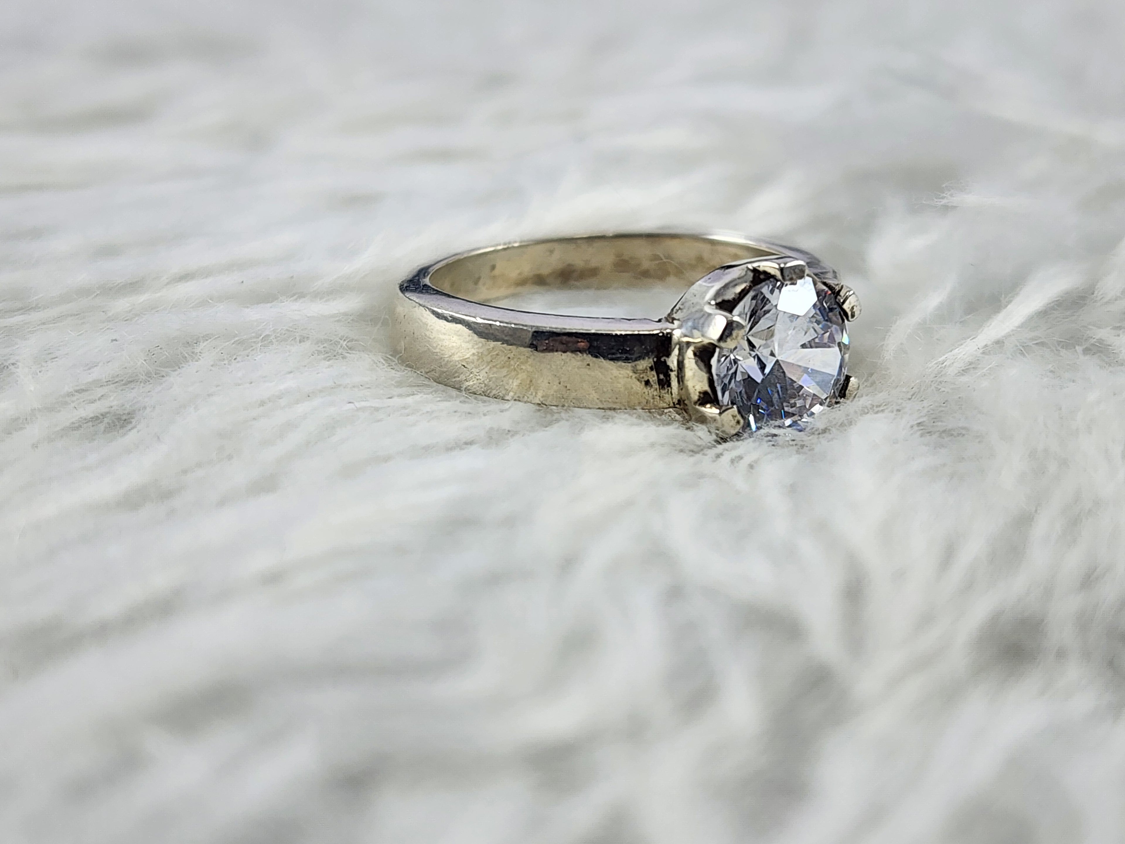 Silver Round Brilliant Solitaire CZ Bridal Ring for Women Size 6