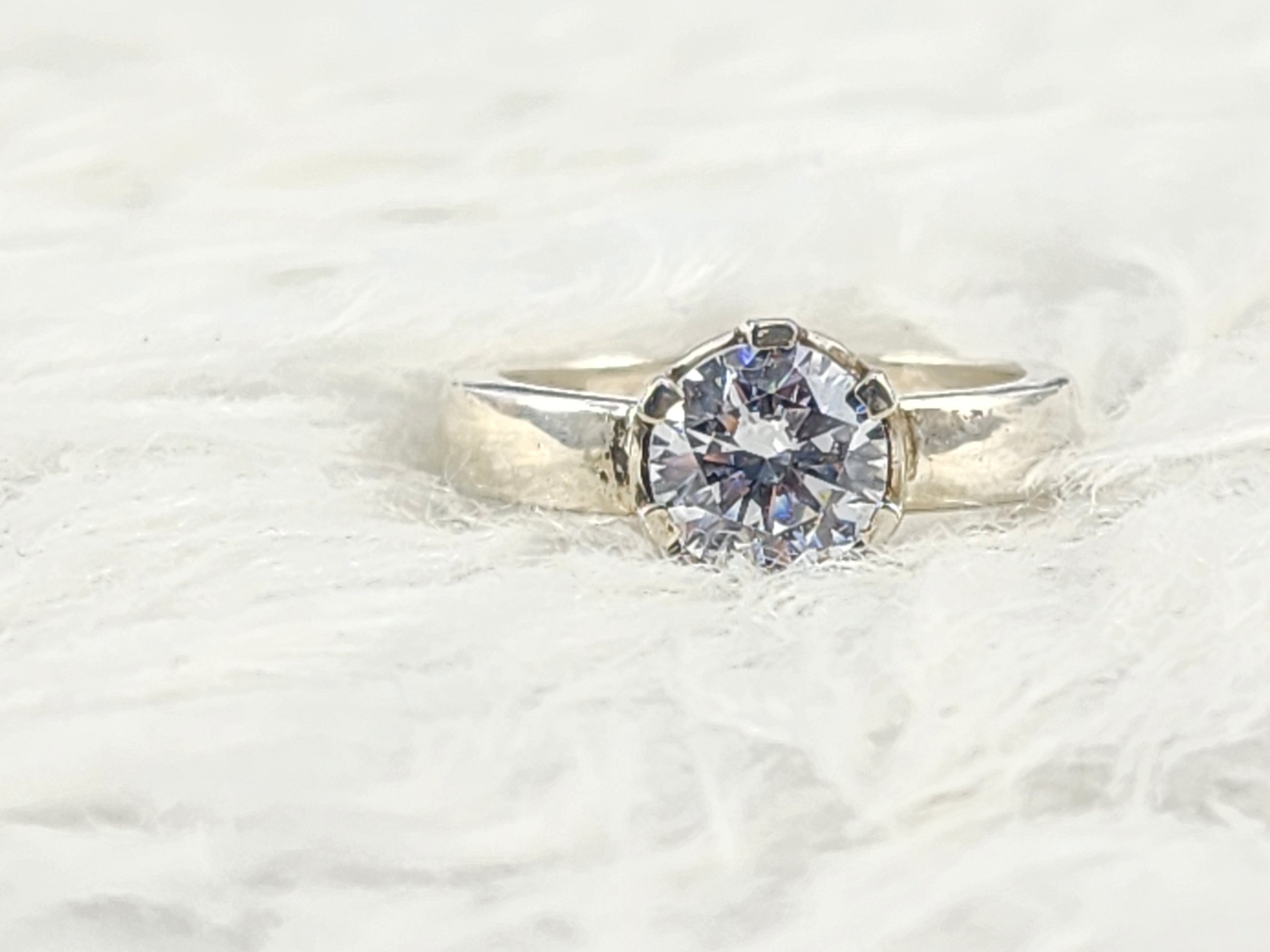 Silver Round Brilliant Solitaire CZ Bridal Ring for Women Size 6