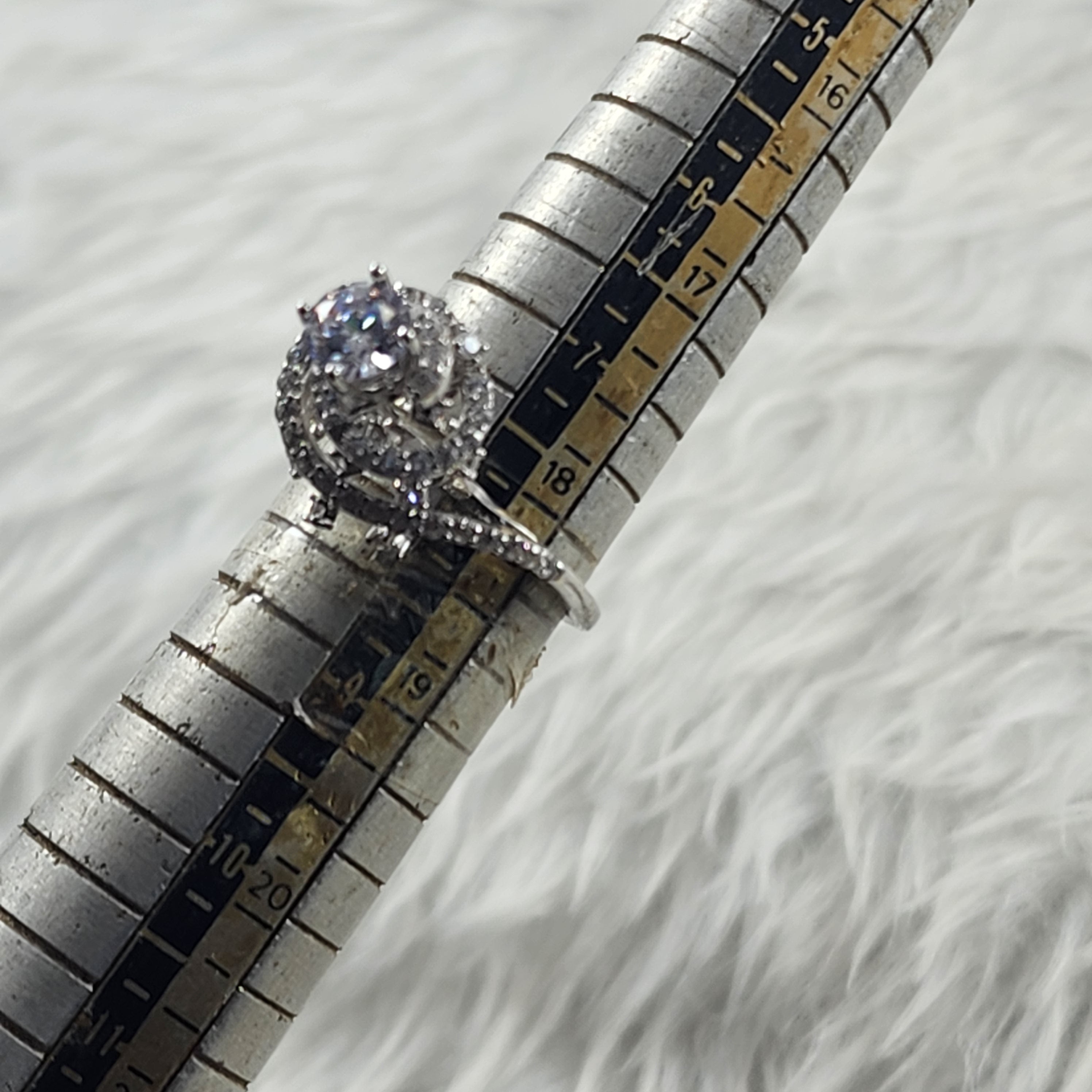 Round Brilliant Solitaire Plus Dangling Diamonds CZ Silver Bridal Ring for Women Size 8