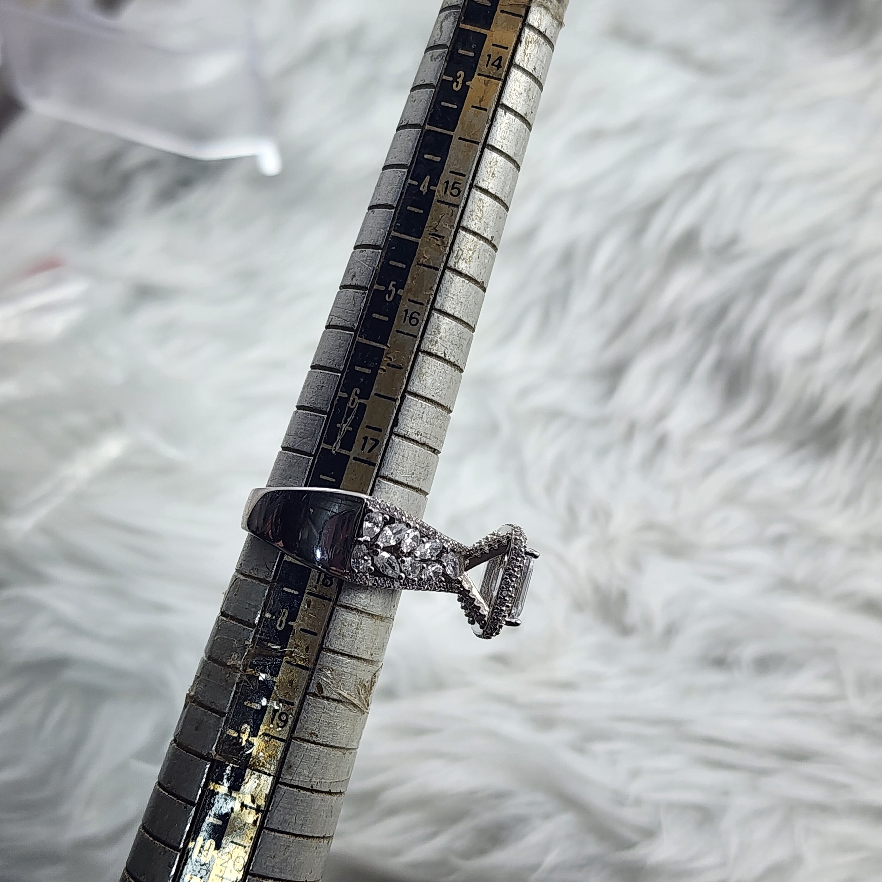 Emerald Cut Solitaire plus Pear and Marquise CZ Diamonds Ring for Women Size 7