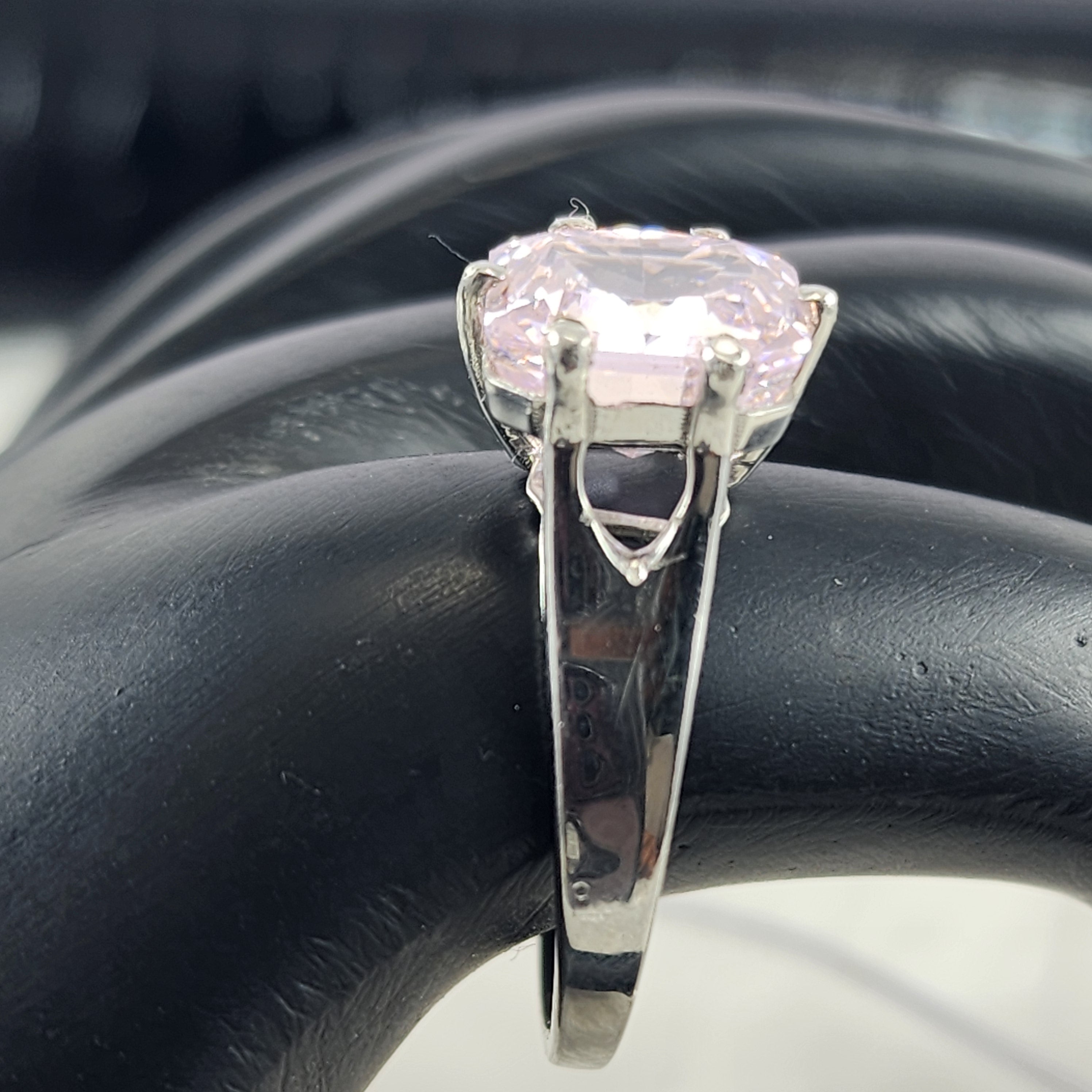 Silver Asscher Cut CZ Diamond Solitaire Ring for Women Ring size 8.5