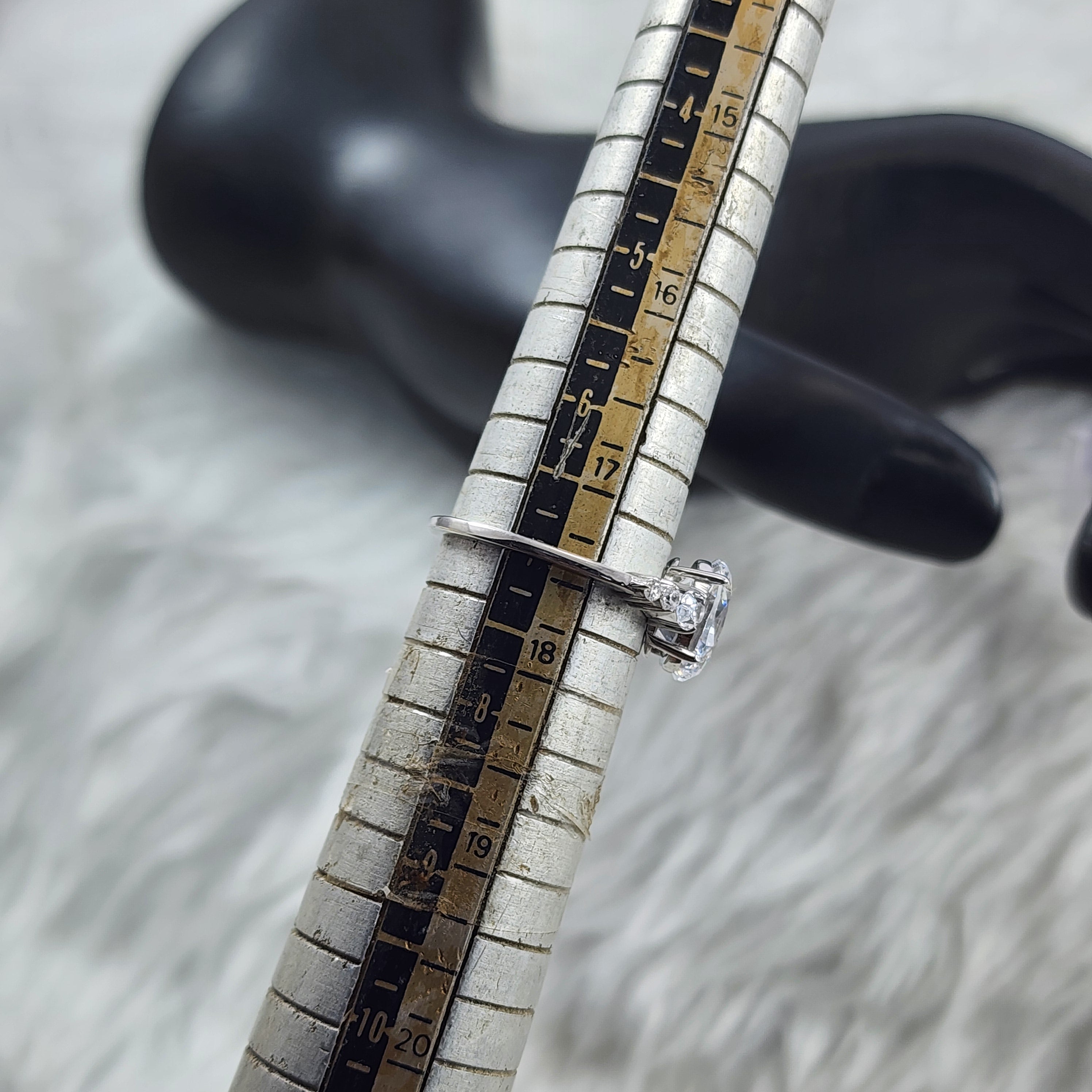 Silver Oval Solitaire Accents CZ Diamond Bridal Ring for Women Size 7