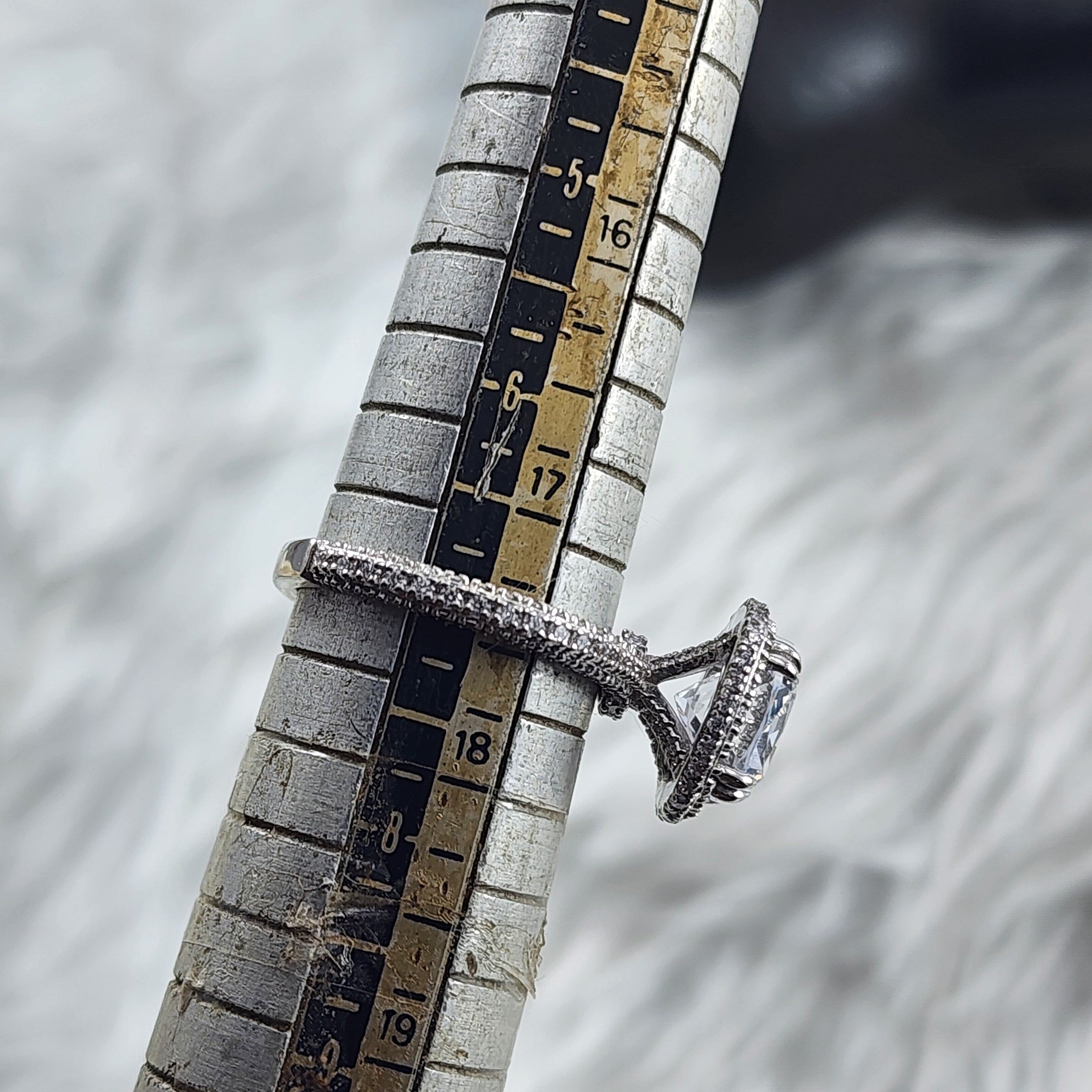 Silver Cushion Cut Solitaire plus Crown Designer CZ Diamonds Bridal Ring for Women Size 7