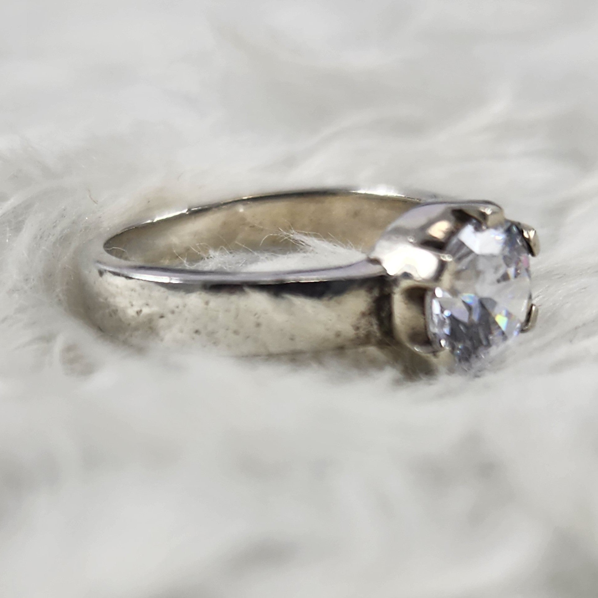 Silver Round Brilliant Solitaire CZ Diamond Bridal Ring for Women Size 6