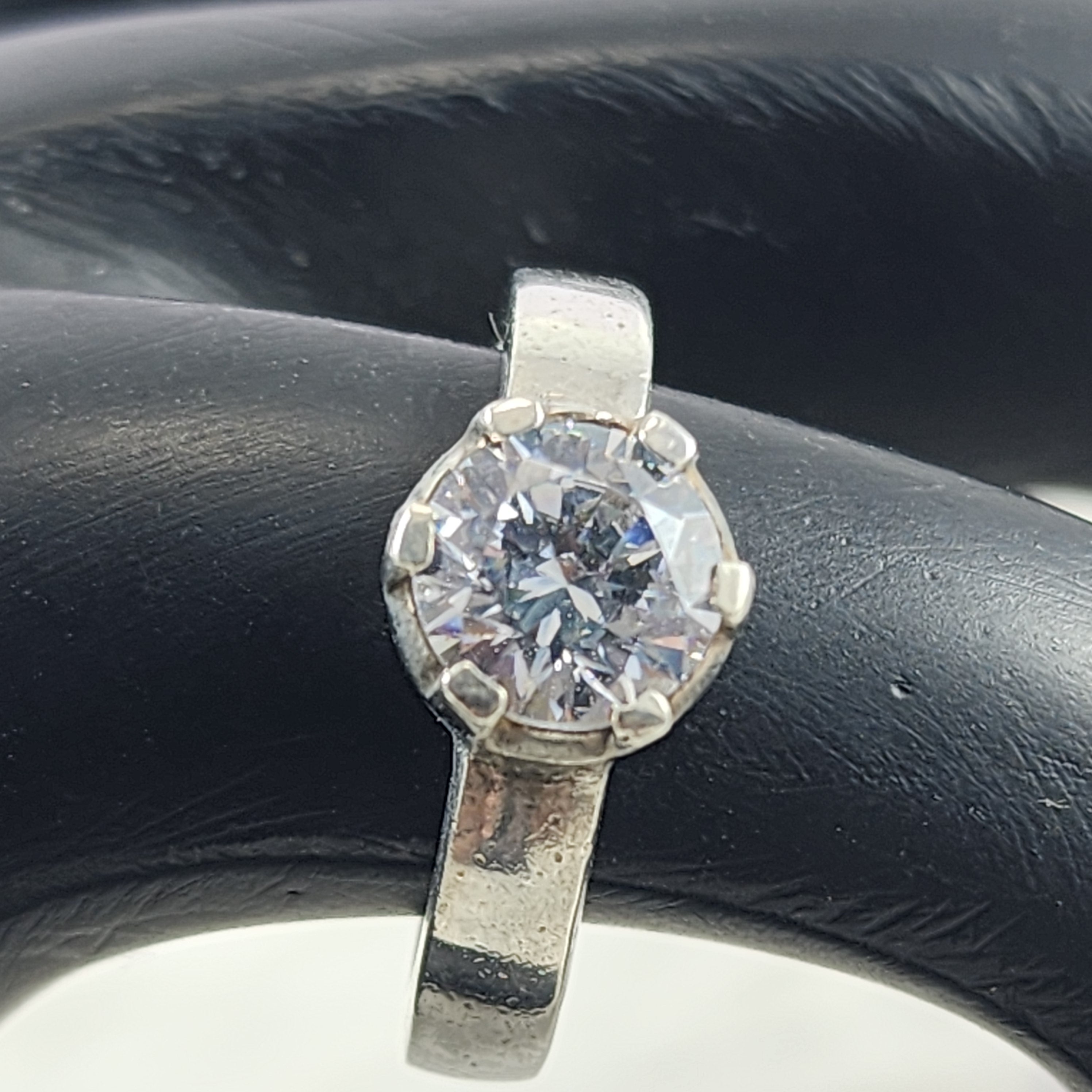 Silver Round Brilliant Solitaire CZ Diamond Bridal Ring for Women Size 6