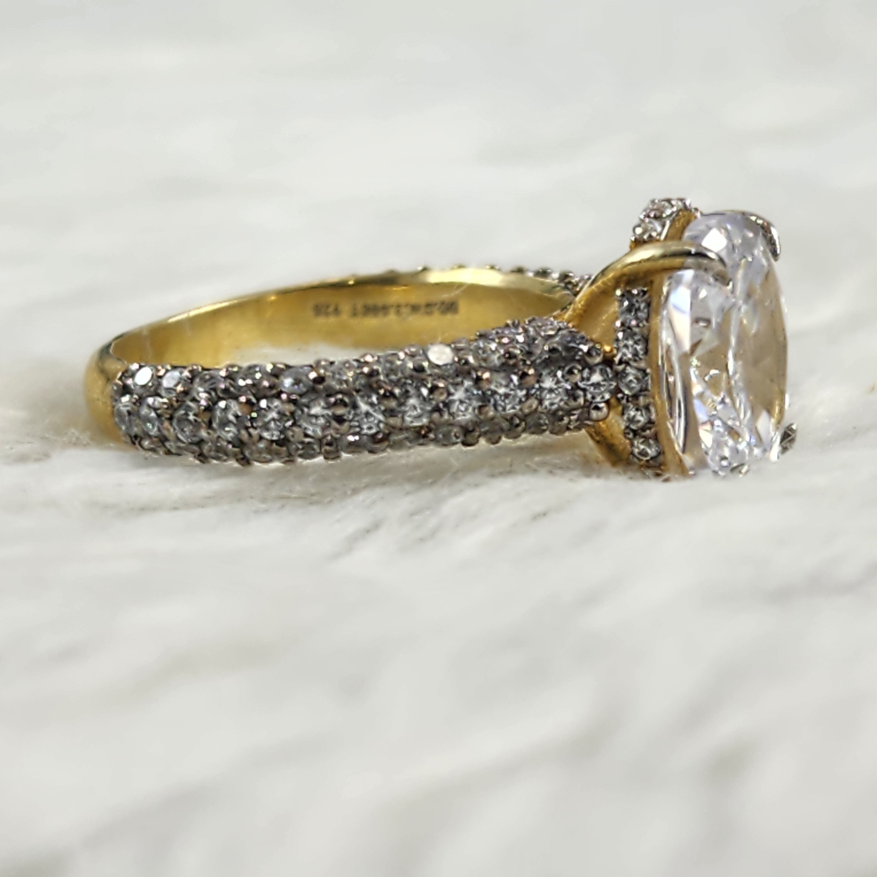 Flawless Silver Oval Solitaire plus CZ Bridal Ring Size 5.5