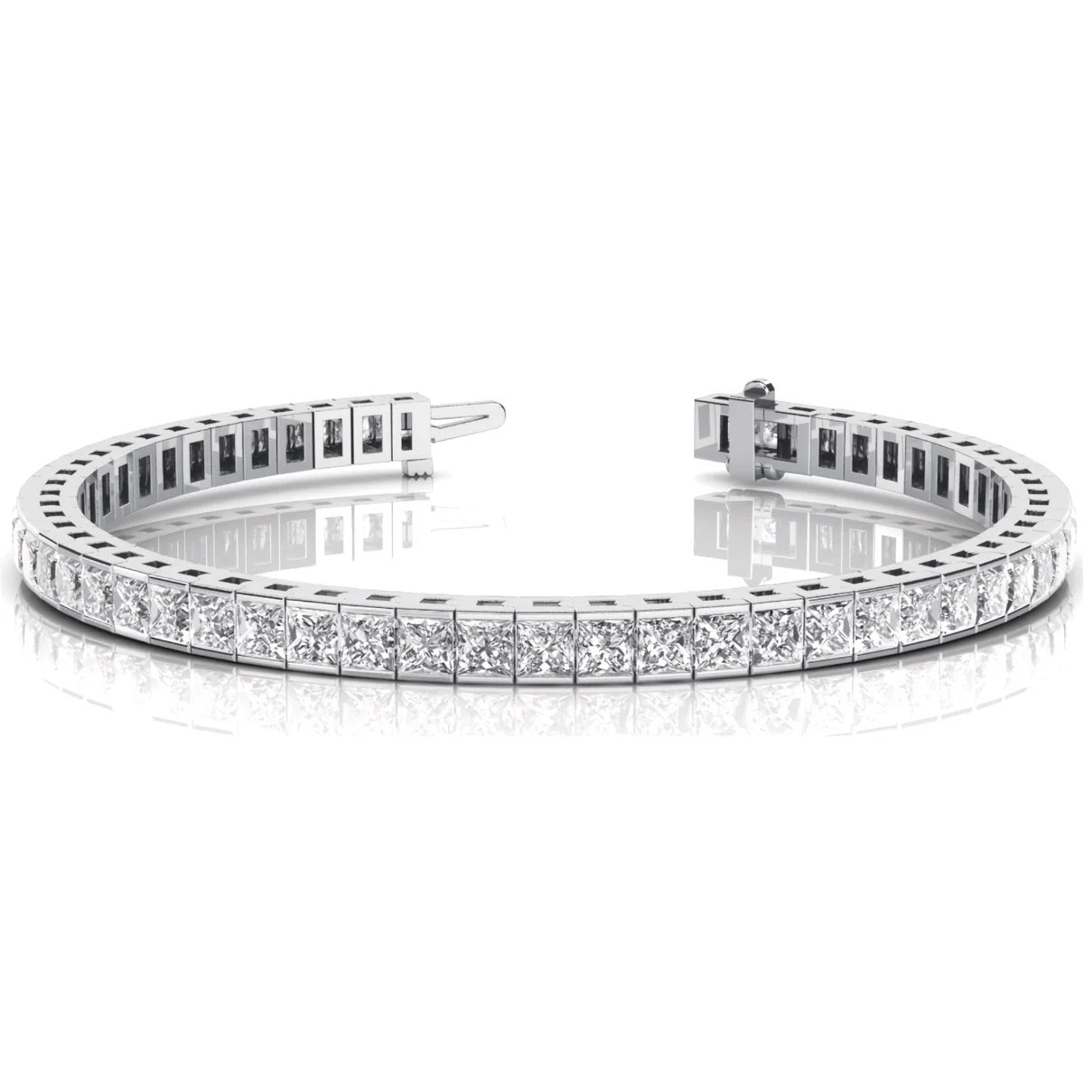 Silver Princess Cut Cubic Zirconia Diamonds Tennis Bracelet for Women