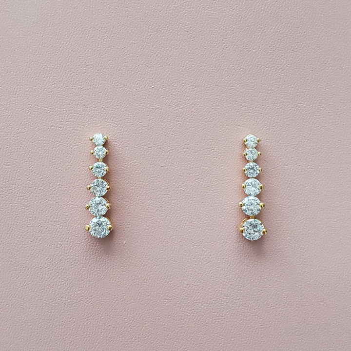 Silver Dangling Round CZ Diamonds Rose Gold Plated Earrings for Women